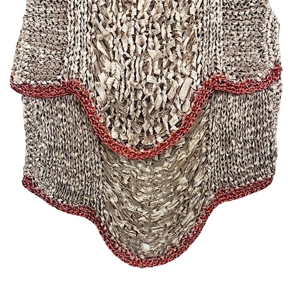 RACHEL ROY Taupe Open Knit Crochet Midi Tank Dress w/ Coral & Metallic Copper - Picture 5 of 8